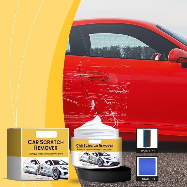 Kit de compuesto pulidor para eliminar arañazos de coche | Elimina la oxidación, los arañazos ligeros, las imperfecciones de la pintura | Seguro para todos los acabados | Incluye esponja de alta