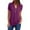 Purple, variant on Womens Zipper V Neck Rolled Up Short Sleeve Shirt Loose Chiffon Tops Summer Fahion Solid Tunics Blouse