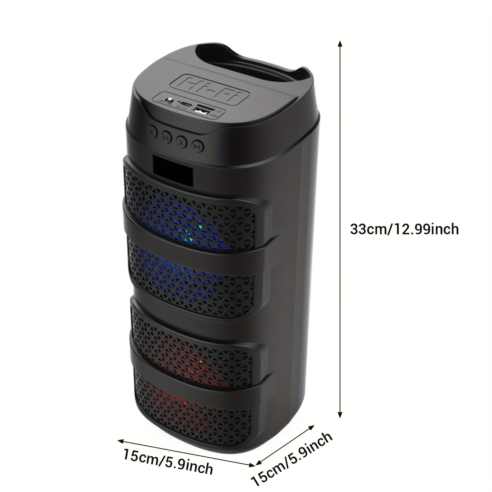Portable 3000W Wireless Speaker with Disco Lights, Rechargeable Battery & Charging Cable for Outdoor Entertainment | Durable & Colorful LED