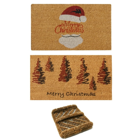 Rubber-Cal Merry Christmas "Holiday Doormat" Kit - 18" x 30" - 2 Door Mats &1 Boot Scraper