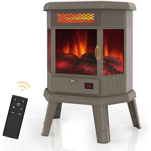 Open Box REALSMART Electric Fireplace Heater 22'' Freestanding Stove Infrared - BROWN