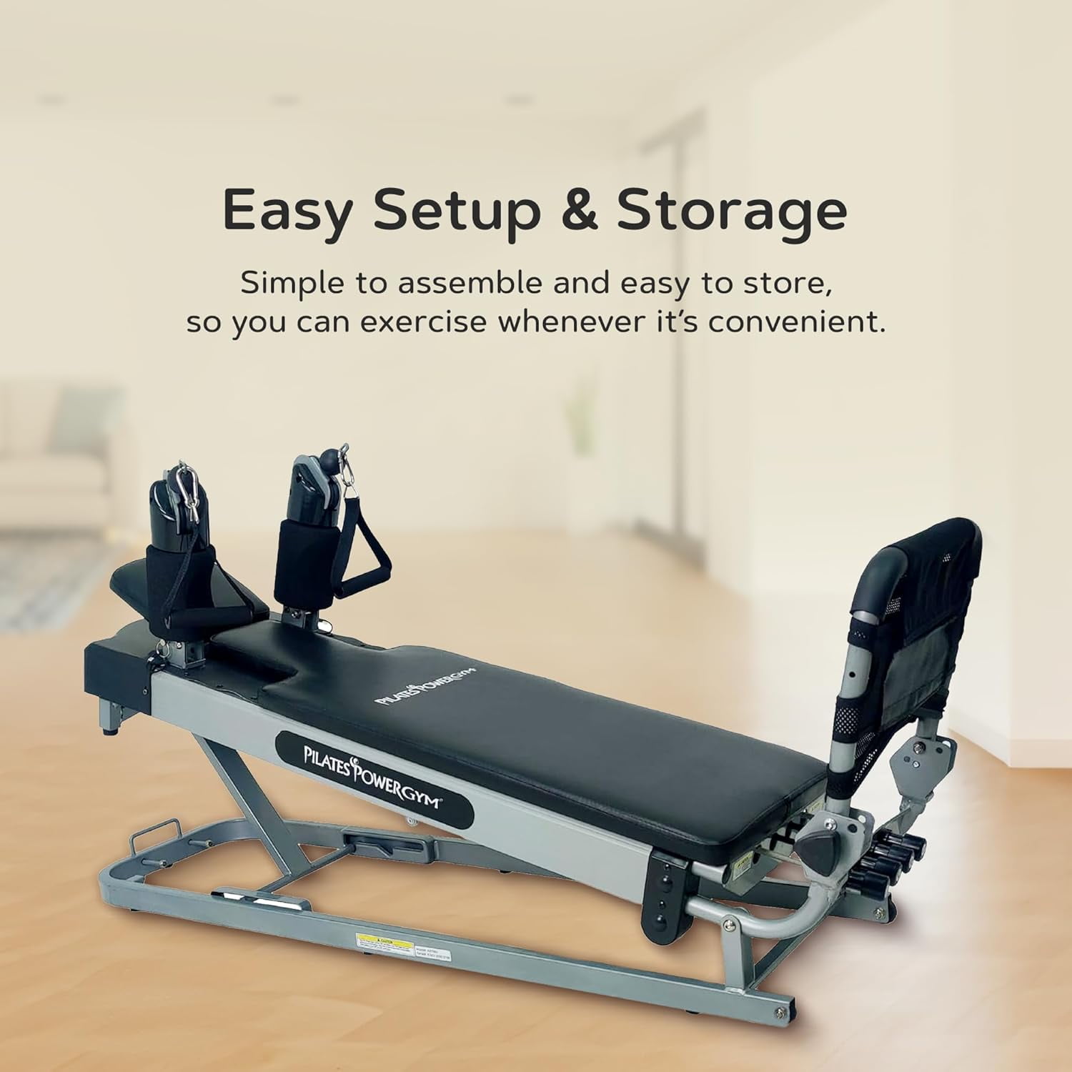 Pilates Power Gym Reformer Machine with Push-Up Bar, Home Workout & Strength Training Equipment