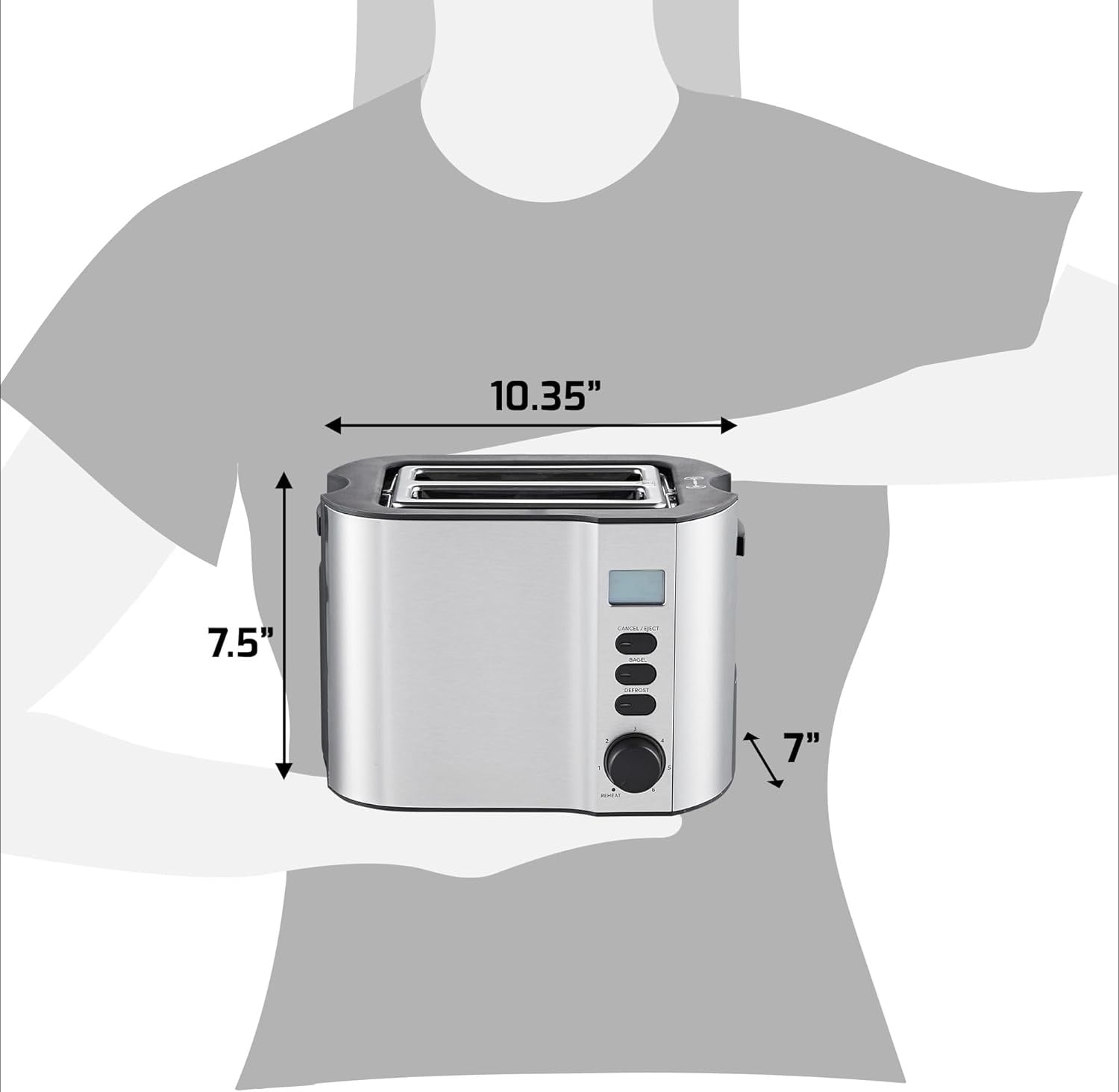 2-Slice Cool Touch Toaster - 6 Browning Settings, Extra Wide 1.25" Slots for Bagels & Waffles, Cancel Function, Removable Crumb Tray, Compact (Black)