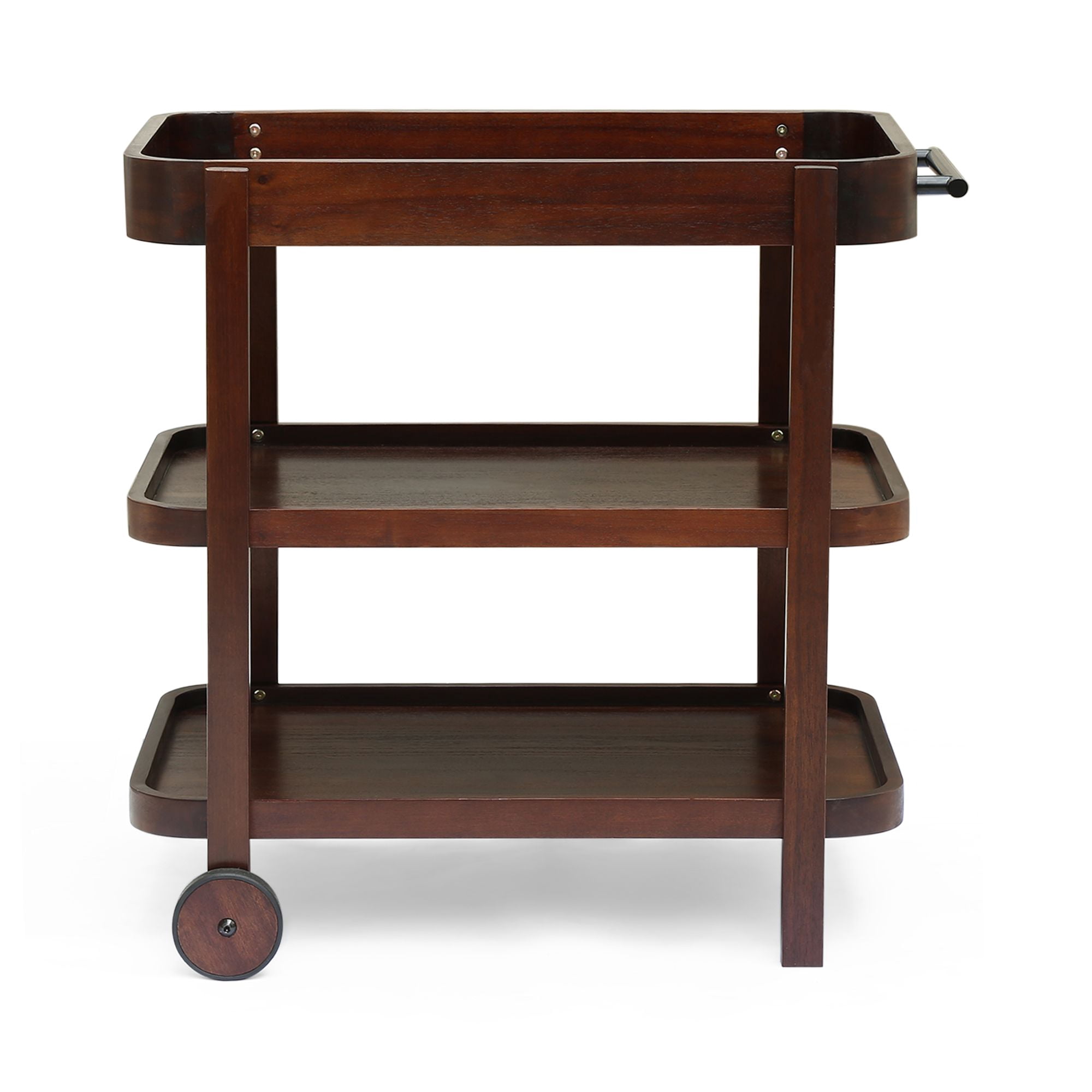 Contemporary Home Living 31.75" Brown Mahogany Finish 3 Tier Indoor Bar Cart