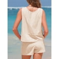 thumbnail image 5 of Qaspx Womens 2 Piece Outfit Sleeveless Tank Top Matching Shorts Loungewear Striped Vacation Sets, 5 of 6
