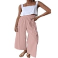 thumbnail image 1 of Women Ruffled Wide-leg Pants  Summer Casual Loose High Waist Solid Color Trousers, 1 of 4