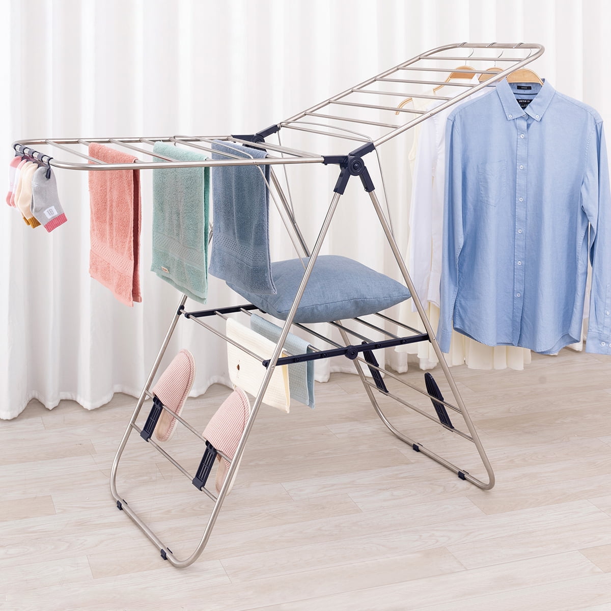  TRAGLO Heated Drying Rack Folding Electric Clothes Drying Rack  Collapsible Laundry Drying Rack Free-Standing Heating Garment Dryer Towel  Rail Space Saving for Home Indoor Outdoor : Home & Kitchen