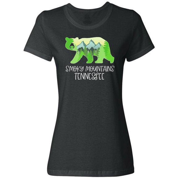 Inktastic Smoky Mountains, Tennessee- Mountains and Bear Shape Women's T-Shirt