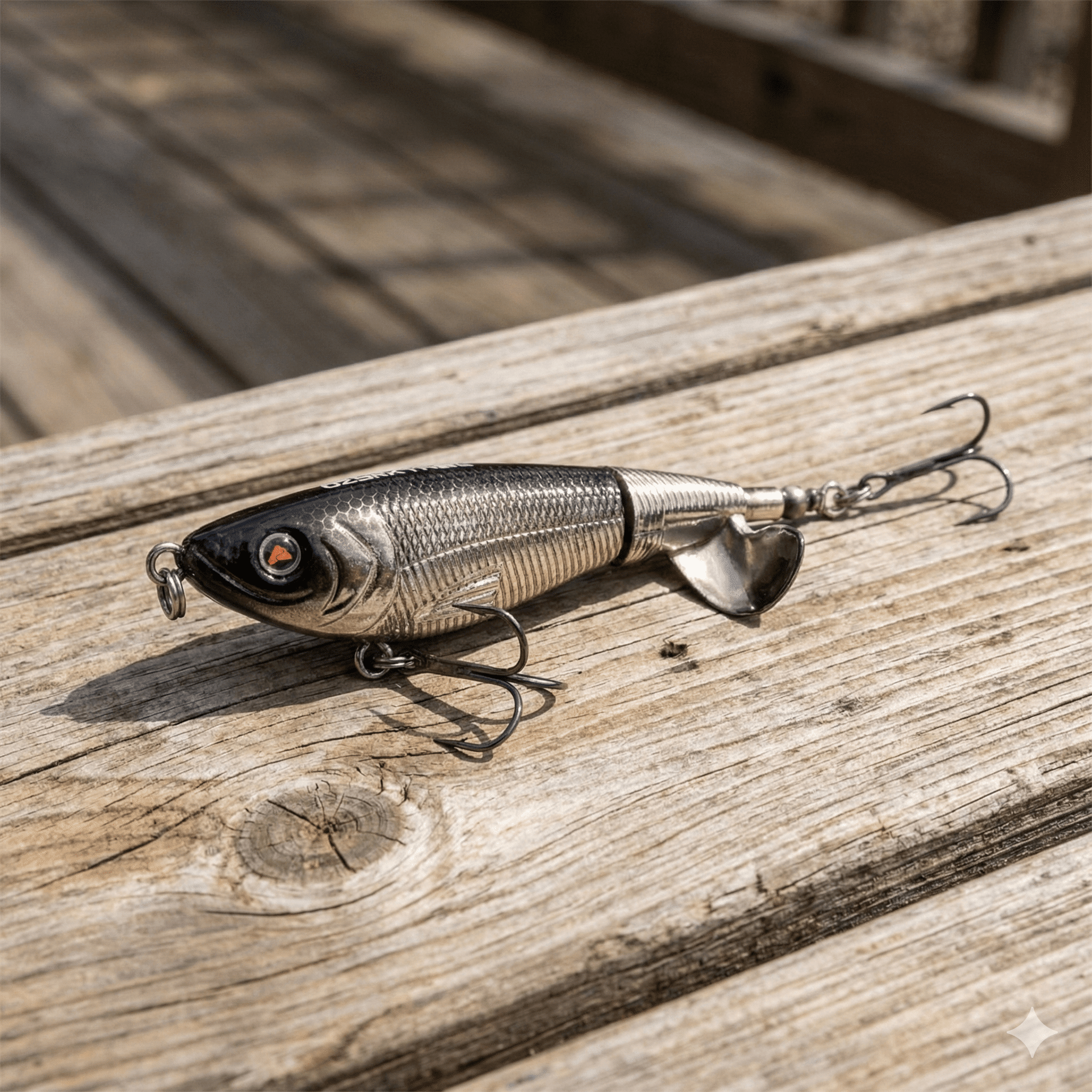 Ozark Trail 3.5" Topwater Prop Bait Fishing Lure for Bass, Pike, and Musky, Soft and Hard Plastic, Chrome Color