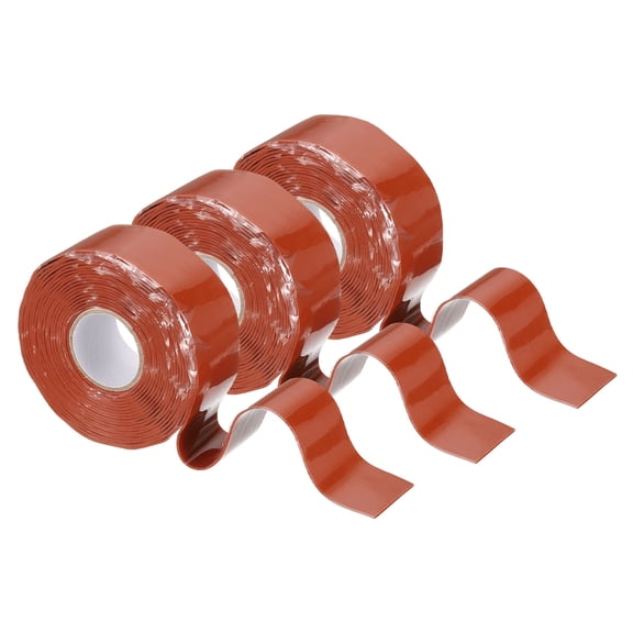 3 Pcs Self Fusing Silicone Tape, 1" x 10ft Silicone Sealing Tape for Handles Plumb Hose Pipe Leaks, Red (0.5mm Thick)