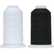 2 Cones Polyester All-Purpose Sewing Thread by Threadart - 600m - 50S/3 - 1 White and 1 Black - 2 Cones Total