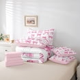 thumbnail image 6 of jejeloiu Pink White 7-Piece Bedding Comforter Set,Cartoon Bowknot Bowtie King Bedding Sets For Girl Reversible, 6 of 8