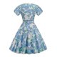 thumbnail image 2 of Vestido retro de los años 50 y 60 con cuello en V y manga corta para mujer, 2 of 3