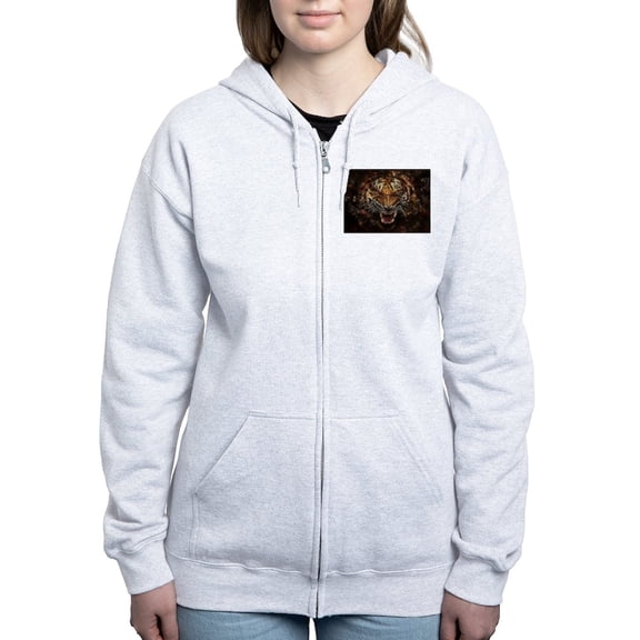 CafePress - Angry Tiger Breaking Through Glass Zip Hoodie - Women's Zip Hoodie