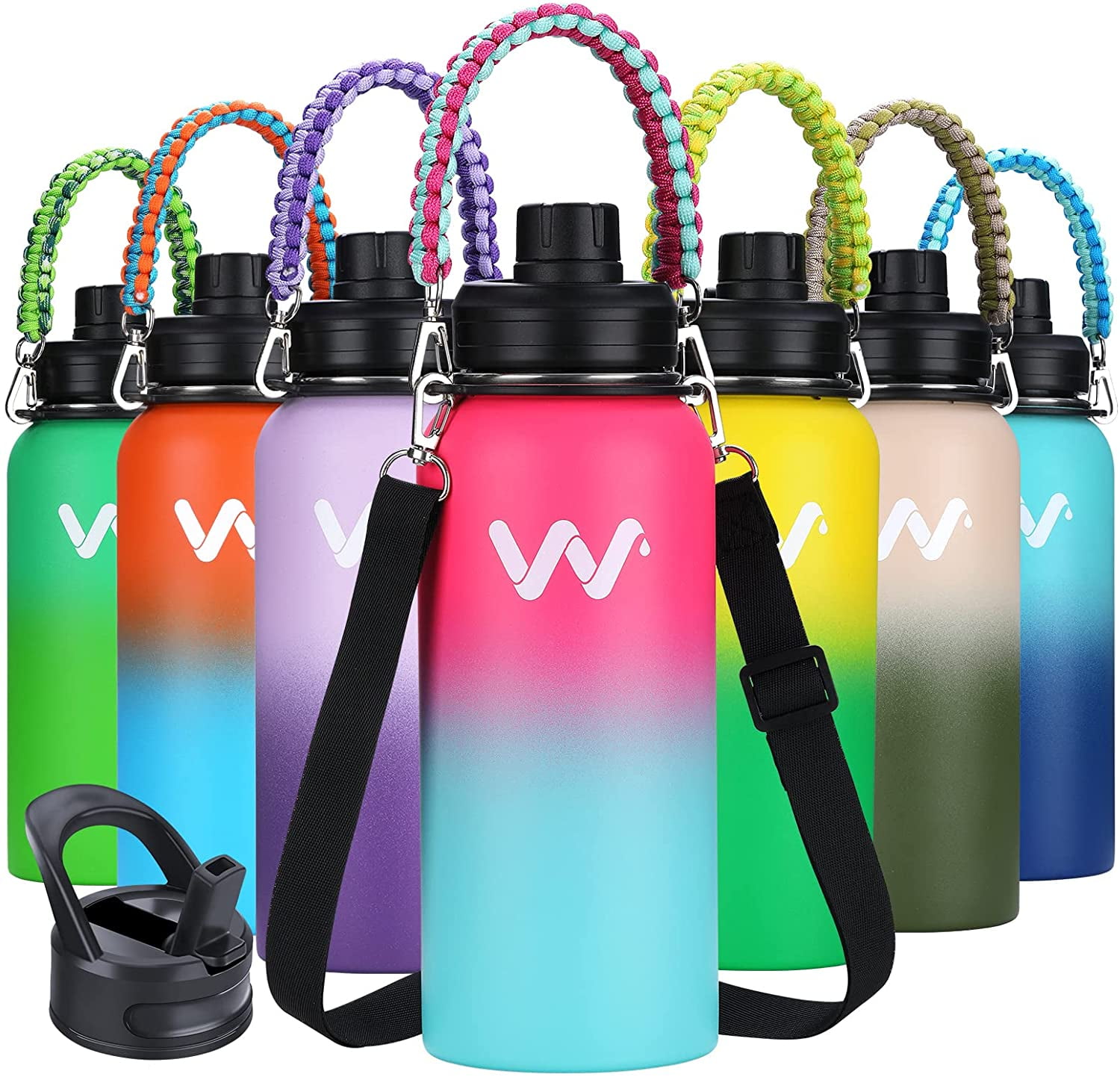Insulated Water Bottle with Straw Lid & Spout Lid, - 32 oz - Vacuum Insulated - Stainless Steel Reusable Water Bottle, Size: 32oz