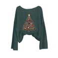 thumbnail image 4 of qelini Womens Long Sleeve Shirts Christmas Xmas Tree Print Crewneck Pullover Ribbed Tunic Tops Casual Holiday Blouses, 4 of 5