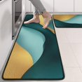 thumbnail image 2 of Kitchen Rugs Sets Of 2,Teal Marble Gold Wave Pattern Anti Fatigue Kitchen Mat Rugs Non Slip Washable,Decorative Kitchen Floor Mats for Kitchen,Sink,Laundry,17"x47"+17"x47", 2 of 5
