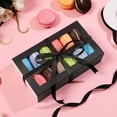 thumbnail image 5 of PACKHOME 15 Pcs Macaron Boxes for 12 Macarons, Black Macaron Packaging Boxes, 7.2x4x1.9 inches, 5 of 7