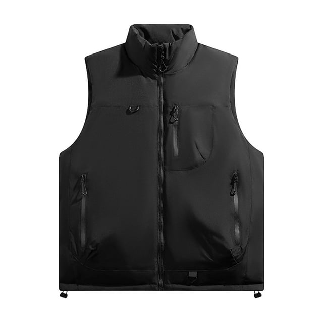 RXMEKW Insulated Sleeveless Jacket for Men with Front Zipper, Open Style, Solid Color Vest for Men, Beige Size L