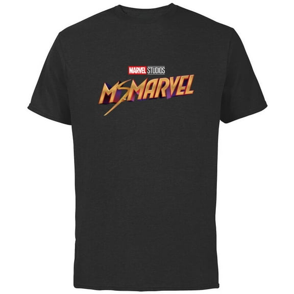 Marvel Ms. Marvel Series Logo - Short Sleeve Cotton T-Shirt for Adults - Customized-Black