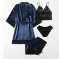 thumbnail image 7 of AWZXDE Women's Home Loungewear Set, Short Robe with Lace Trim Camisole & Panties Navy,S, 7 of 7