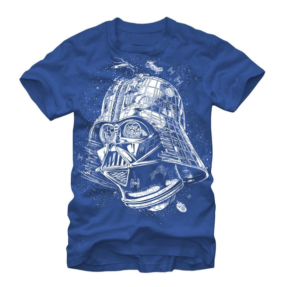 Men's Star Wars Vader Death Star  Graphic Tee Royal Medium