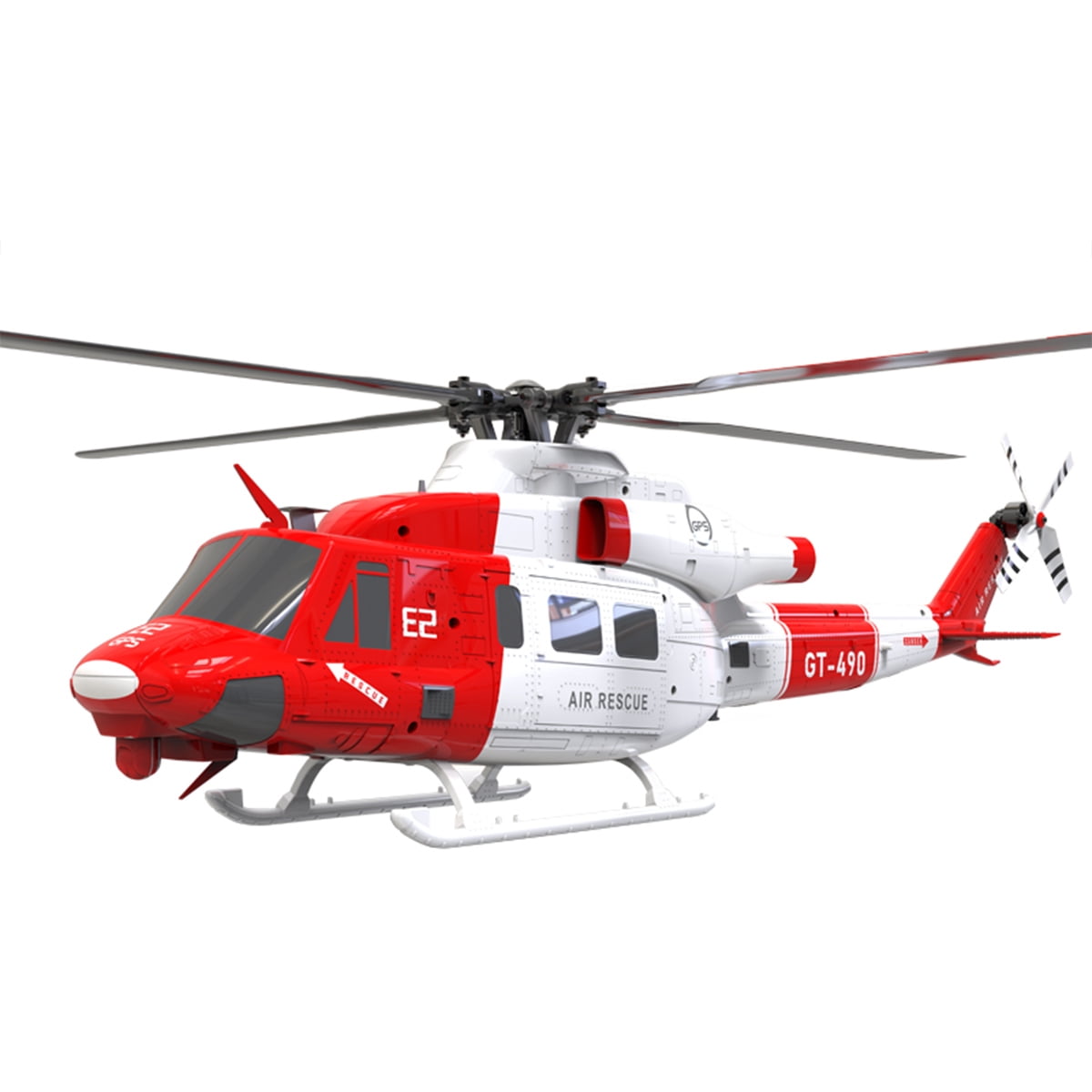Remote Control Helicopter with GPS, E2 UH-1Y 2.4G 6CH Dual Brushless Direct Drive RC Simulation Helicopter Model with Lidar Positioning, Military RC Aircraft Outdoor