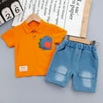 thumbnail image 4 of Delliss Baby Boys Clothes Baby Outfits Shirts Sets Casual Dinosaur Printed Short Sleeve Denim Shorts For Boys Set 1-4 Years, 4 of 6