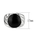 thumbnail image 3 of Anillo Color Plata Para Hombres de Acero Inoxidable Onyx en Espiral Redondo, 3 of 5