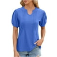thumbnail image 2 of Fiudx Ropa de Mujer Camiseta Informal de Manga Corta con Cuello En V Liso a La Moda para Mujer, 2 of 3