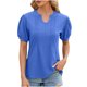 thumbnail image 2 of Fiudx Camisetas para Mujer Camiseta Informal de Manga Corta con Cuello En V Liso a La Moda para Mujer, 2 of 3