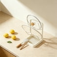 thumbnail image 5 of Pot Lid Holder, Spoon Rest, Vegetable Board Drainage Rack, Multifunctional Stainless Steel Countertop Organizer, 2-Tier Design, Space-Saving, 7.2"x5.4"x8.9", 5 of 8