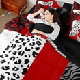 thumbnail image 4 of Homewish Fashion Stars Teens Bedding Comforter Set 7-Piece, Modern Zebra Cheetah Print King Bedding Sets, Chic Red Polkadots Reversible Bed Sheets, Breathable Home Decor, 4 of 7
