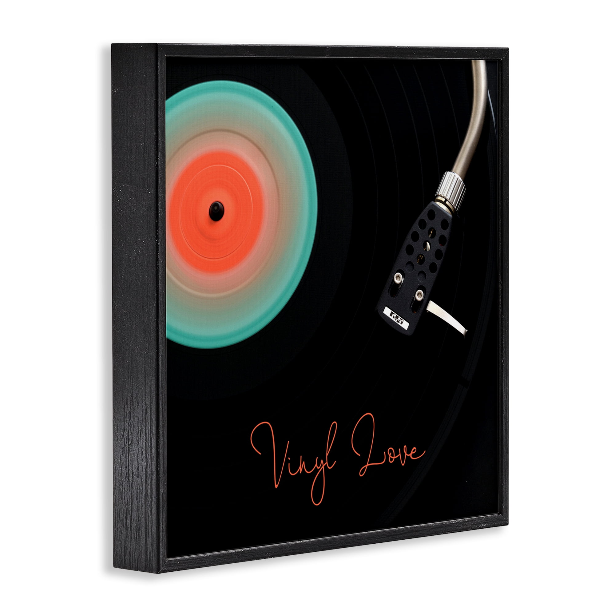 Stupell Industries Spinning Record Vinyl Love Black Framed Giclee Art, design by Tom Quartermaine