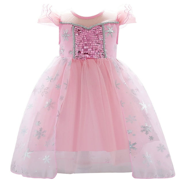 HAWEE Costume de Princesse des Neiges pour Filles Reine des Neiges Flocon de Neige Paillettes Déguisement pour Fête d'Halloween