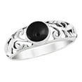 thumbnail image 3 of Intricate Lace Swirl Vines Round Black Onyx Sterling Silver Ring-8, 3 of 5