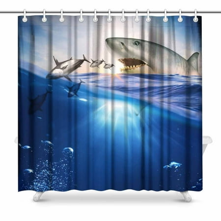 Mkhert Shark Attack Shower Curtain Home Decor Bathroom Shower