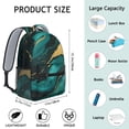 thumbnail image 5 of Teal Gold Marble Backpack for School,Cute School Bag,Schoolbag with Adjustable Shoulder Straps & Padded Back,15.3"x11"x6.7", 5 of 5