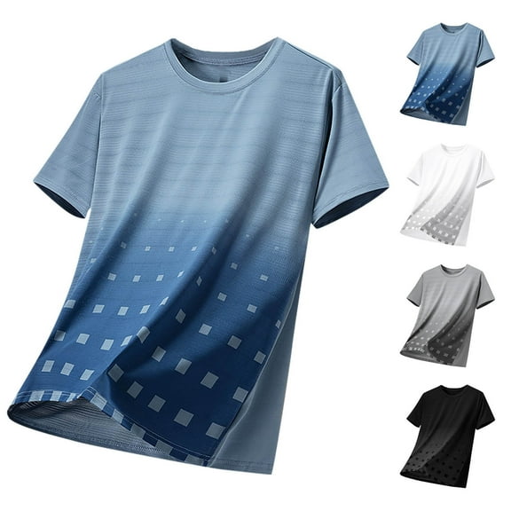 Men's Casual Solid Color Hort Sleeved Crewneck Top Workout T Shirts Short Sleeve Gym Bodybuilding Muscle Shirt Base Layer Fitness Tee Tops