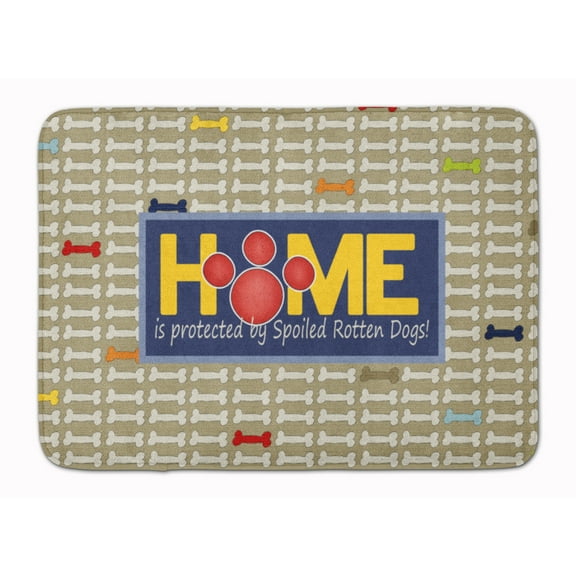 Home is protected by spoiled rotten dogs Machine Washable Memory Foam Mat