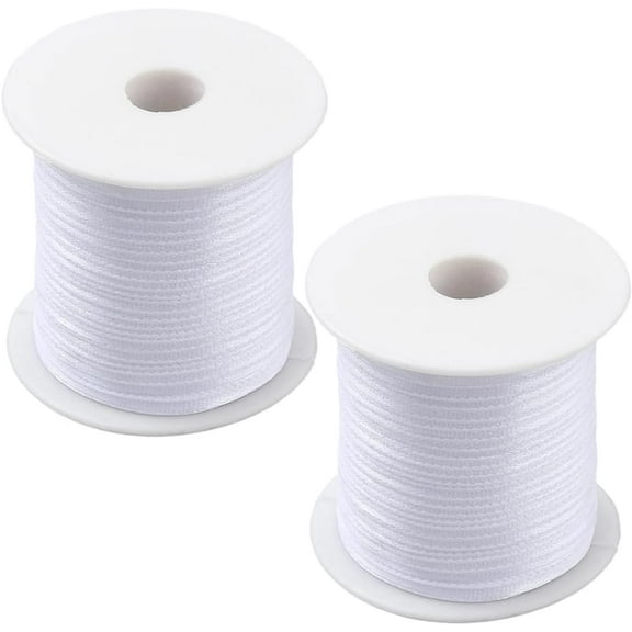 2 Rolls 196.85 Yards 1/8 Inch White Scalloped Edge Ribbon Thin Woven Lace Vintage Edging Trimming Satin Wedding Decorative Polyester Trim for Sewing Making Gift Wrapping DIY Craft Supply