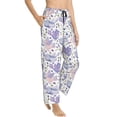 thumbnail image 2 of Uemuo Lavender Flowers Pattern Women's Wide Leg Palazzo Lounge Pants with Pockets Light Weight Loose Comfy Casual Pajama Pants-Medium, 2 of 9