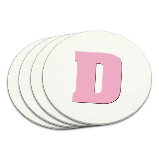 Letter D Initial Baby Girl Block Font Pink Shower Coaster Set Walmart