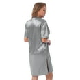 thumbnail image 5 of inhzoy Women's Satin Nightgowns V Neck Side Split Sleepshirt Short Sleeves Sleepwear Nightshirt, 5 of 7