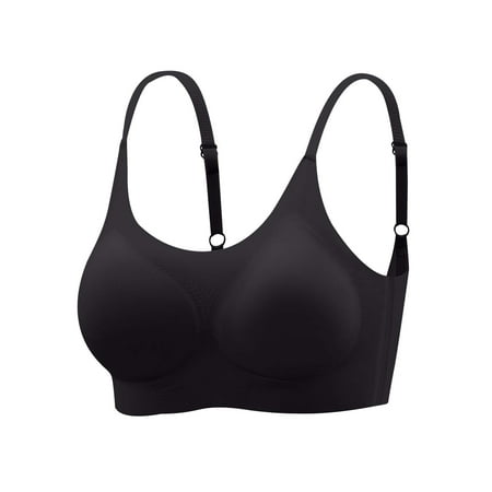 

Women Plus Size Clearance Women s Push-up Non-slip Lace Flower Surface Beautiful Back Seamless Push-up One-piece Bra without Steel Ring Black S
