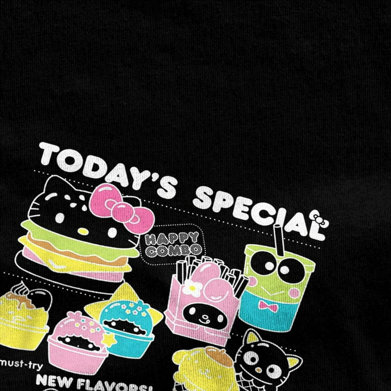 Hello Sanrio Kawaii Burger Shop Foodie Menu Tee Shirt Hello Sanrio Kawaii Burger Shop Foodie Menu Tee Shirt