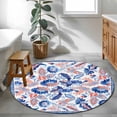 thumbnail image 3 of Round Rugs 3Ft, Blue Red Ethnic Round Area Rug Washable Indoor Throw Carpet, Boho Modern Geometric Abstract Art Small Non Slip Circle Rug for Bedroom Living Room Home Decor Aesthetic, 3 of 8