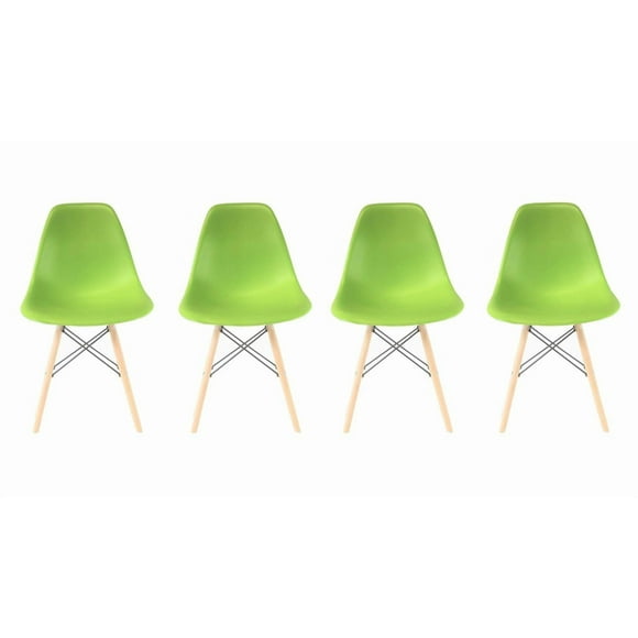 Eiffel Chair Set of 4 for Adults in Green Apple Color with Wood Legs