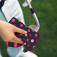 thumbnail image 4 of Golf Towel, Simple pink polka dots black Microfiber Waffle Golf Towels for Golf Bag with Carabiner Clip Golf Rag 24x16in, 4 of 8