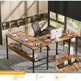 thumbnail image 3 of iSunirm Home Office L Shaped Desk with Magic Power Outlets and USB Charging Ports, 50.4"D x 42.5"W x 29"H, Storage Shelves, Reversible L Shaped Desk, Both Suitable for Students&Adults, Rusty Brown, 3 of 8